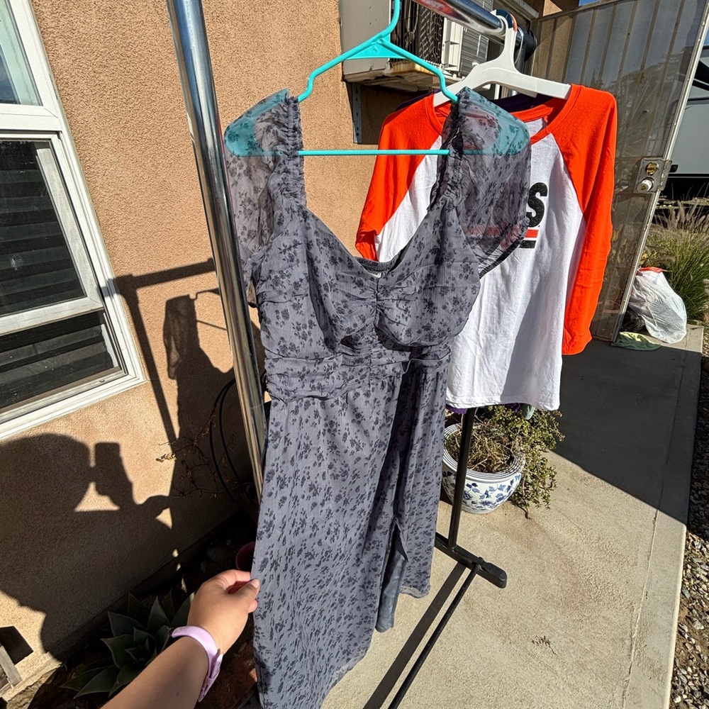 Hollister Gray Floral Maxi Dress